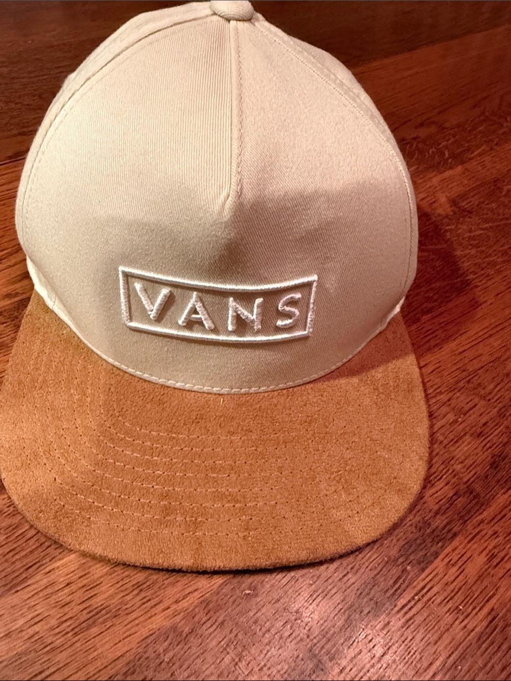 Vans Two-Tone Cream Crown with Brown Suede Brim Snapback Hat
